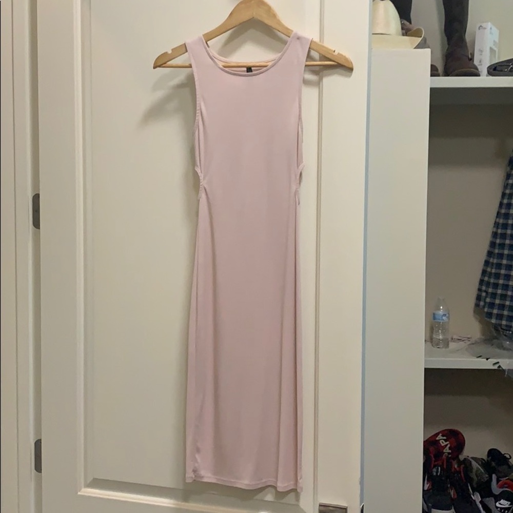 Cotton on pale pink rib knit dress size medium